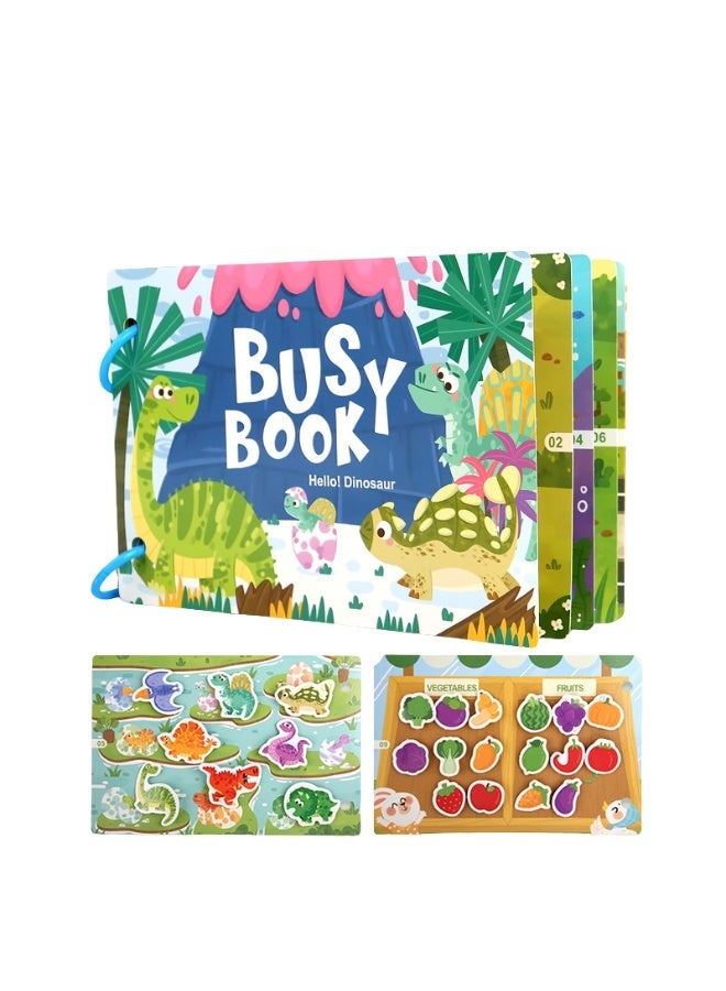 MTL Montessori Busy Book for Babies – Early Learning Quiet Book Educational Matching Toy for Kids (Dinosaur) - Image 1